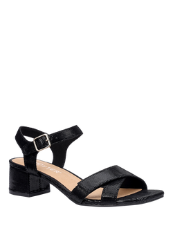 Hotter Riviera Suede Block Heel Ankle Strap Sandals, Black - view 2, Black