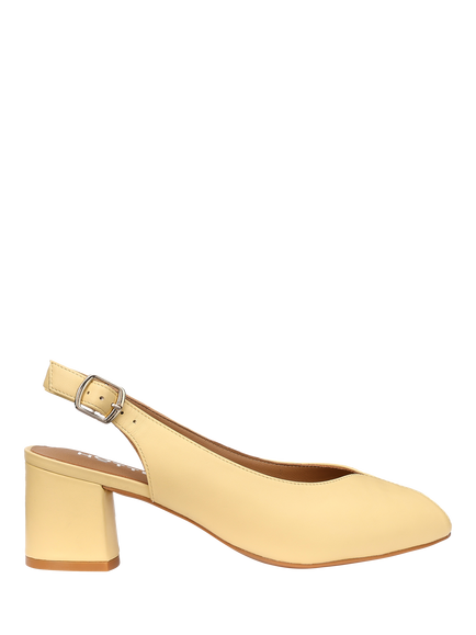 Hotter Studio Leather Block Heel Slingback Court Shoes, Primrose, Primrose