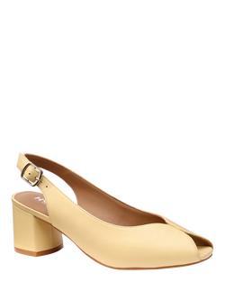 Hotter Studio Leather Block Heel Slingback Court Shoes, Primrose - view 2, Primrose