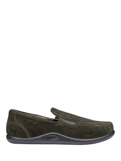 Hotter Relax Suede Slippers, Forest Green, Forest Green