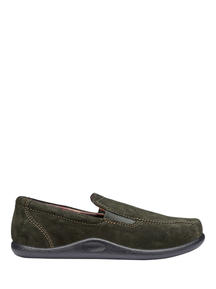 Hotter Relax Suede Slippers, Forest Green, Forest Green