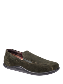 Hotter Relax Suede Slippers, Forest Green - view 2, Forest Green