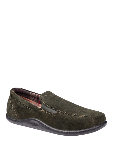 Hotter Relax Suede Slippers, Forest Green - view 2, Forest Green
