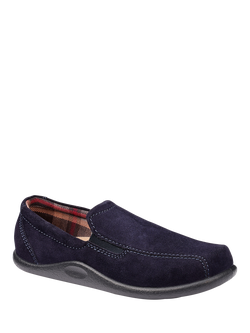 Hotter Relax Suede Slippers, Navy - view 2, Navy