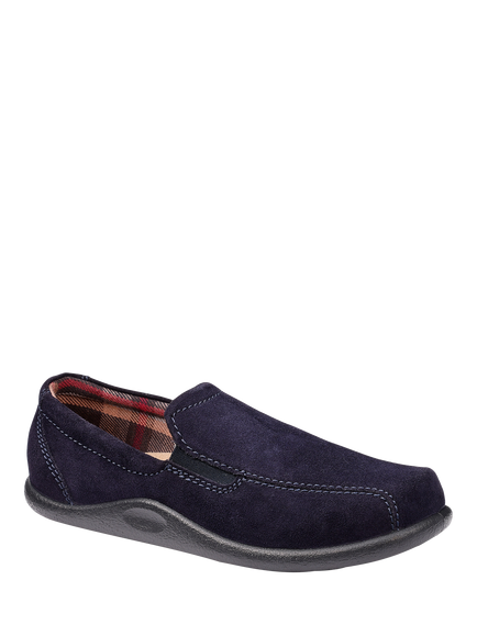 Hotter Relax Suede Slippers, Navy - view 2, Navy