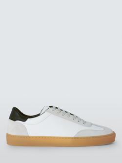 John Lewis Evermore Suede Lace Up Cup Sole Trainers, White/Grey, White/Grey