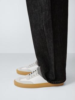 John Lewis Evermore Suede Lace Up Cup Sole Trainers, White/Grey - view 2, White/Grey