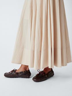 John Lewis Goldie Leather Casual Boat Shoes, Chocolate - view 2, Chocolate