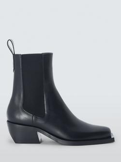 John Lewis Peace Leather Smart Western Ankle Boots, Black, Black