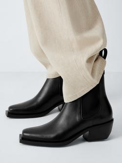 John Lewis Peace Leather Smart Western Ankle Boots, Black - view 2, Black