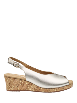 Hotter Atlantic Peep Toe Wedge Heeled Sandals, Soft Gold, Soft Gold