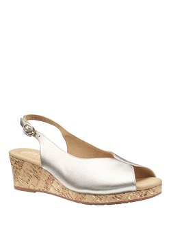 Hotter Atlantic Peep Toe Wedge Heeled Sandals, Soft Gold - view 2, Soft Gold