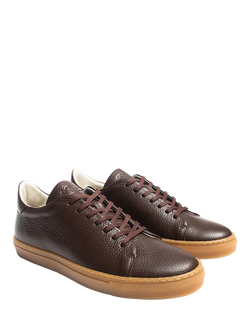 GORAL Mellor II Leather Lace Up Trainers, Chocolate - view 2, Chocolate