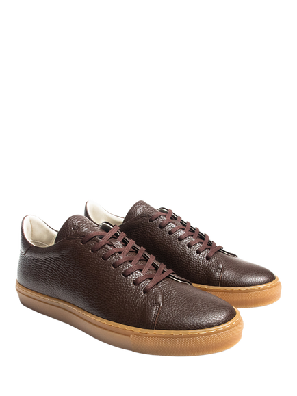 GORAL Mellor II Leather Lace Up Trainers, Chocolate - view 2, Chocolate