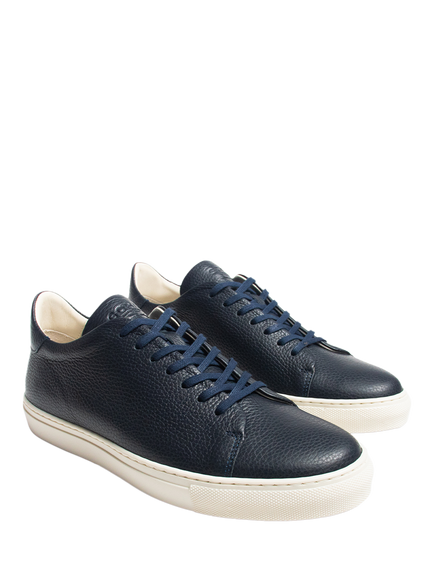 GORAL Mellor II Leather Lace Up Trainers, Navy - view 2, Navy