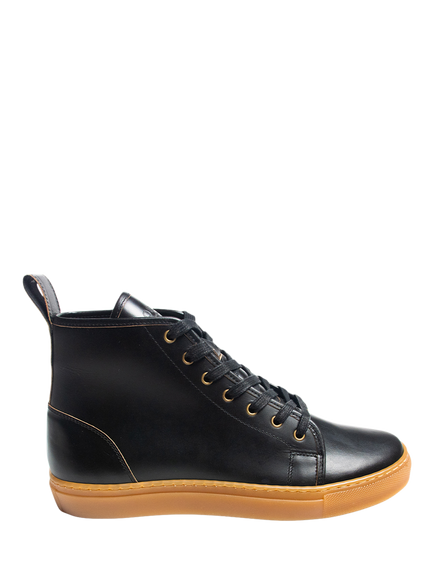 GORAL Smugs Leather High Top Trainers, Black, Black
