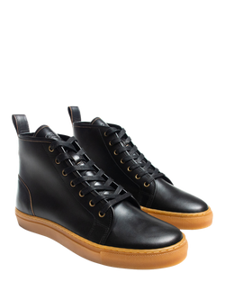 GORAL Smugs Leather High Top Trainers, Black - view 2, Black