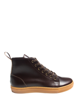 GORAL Smugs Leather High Top Trainers, Dark Brown, Dark Brown