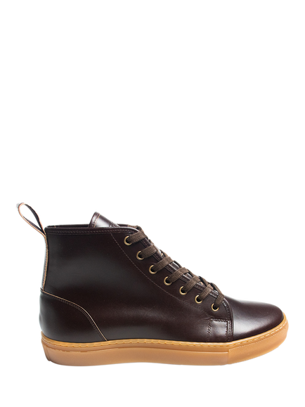 GORAL Smugs Leather High Top Trainers, Dark Brown, Dark Brown