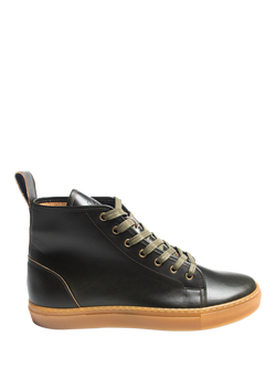 GORAL Smugs Leather High Top Trainers, Dark Khaki, Dark Khaki