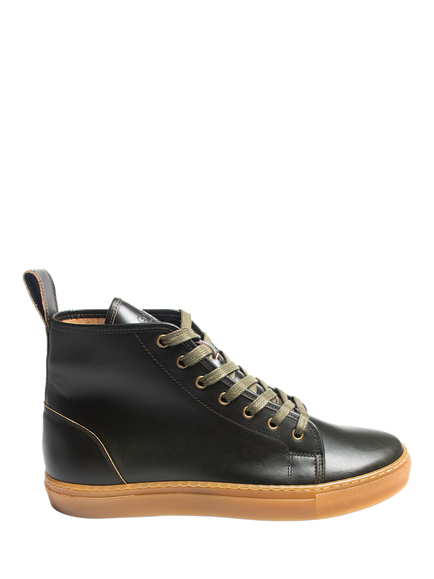 GORAL Smugs Leather High Top Trainers, Dark Khaki, Dark Khaki