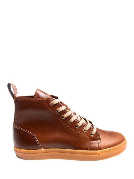GORAL Smugs Leather High Top Trainers, Tan, Tan