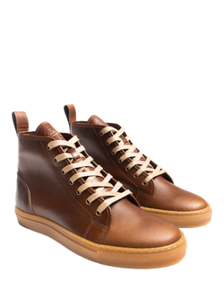 GORAL Smugs Leather High Top Trainers, Tan - view 2, Tan