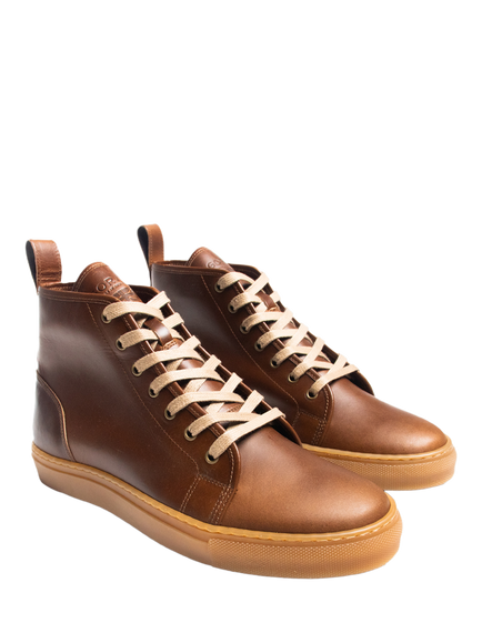 GORAL Smugs Leather High Top Trainers, Tan - view 2, Tan