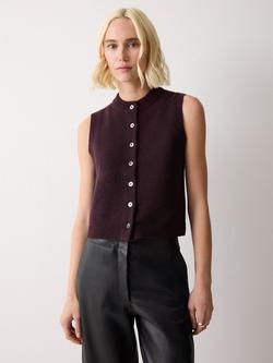 Jigsaw Button Down Wool Cashmere Waistcoat, Purple