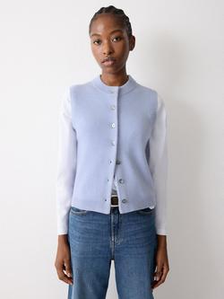 Jigsaw Button Down Wool Cashmere Waistcoat, Light Blue