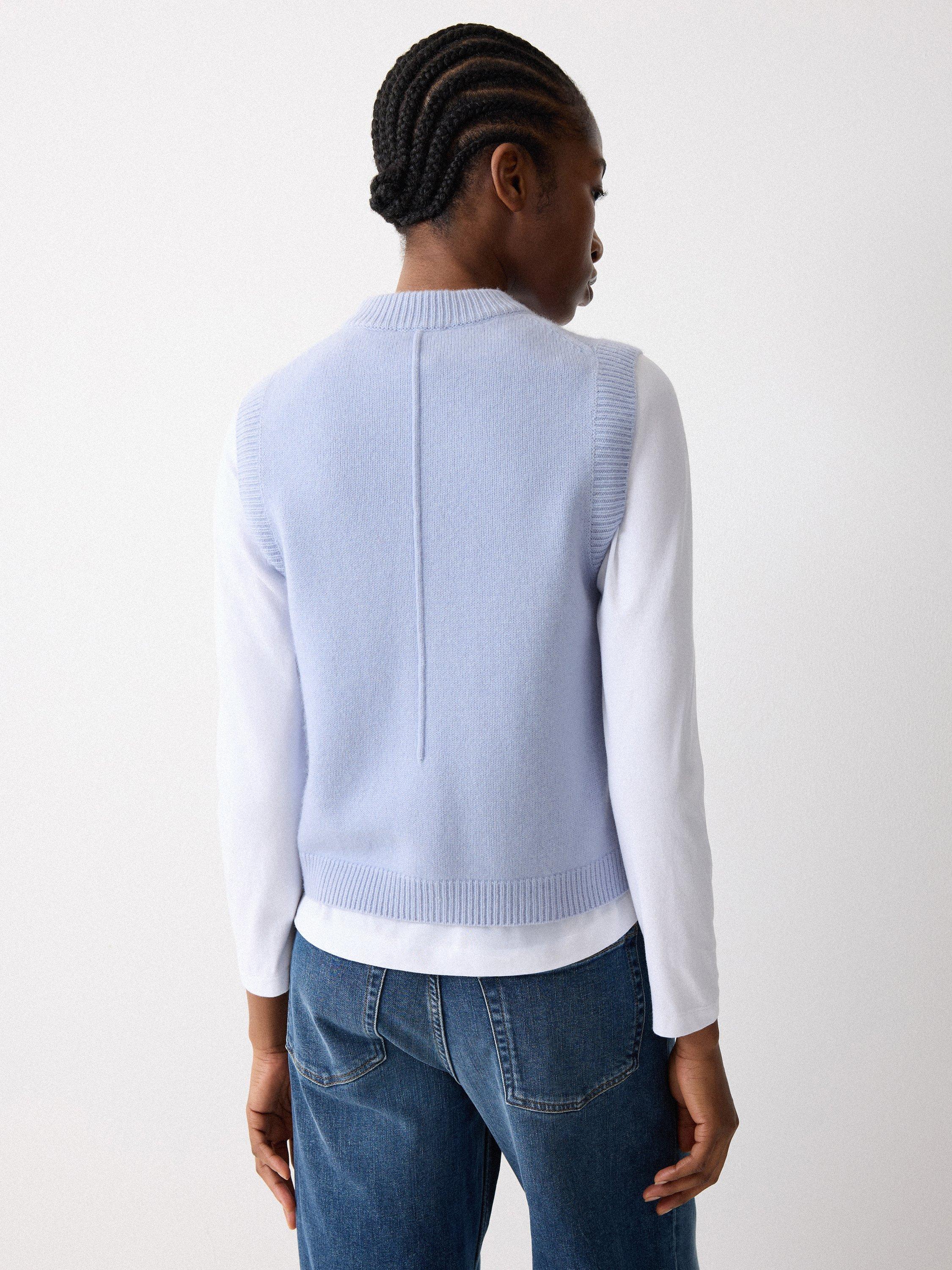 Product image 2 of 6, which shows Jigsaw Wool Cashmere Waistcoat, Blue, XS