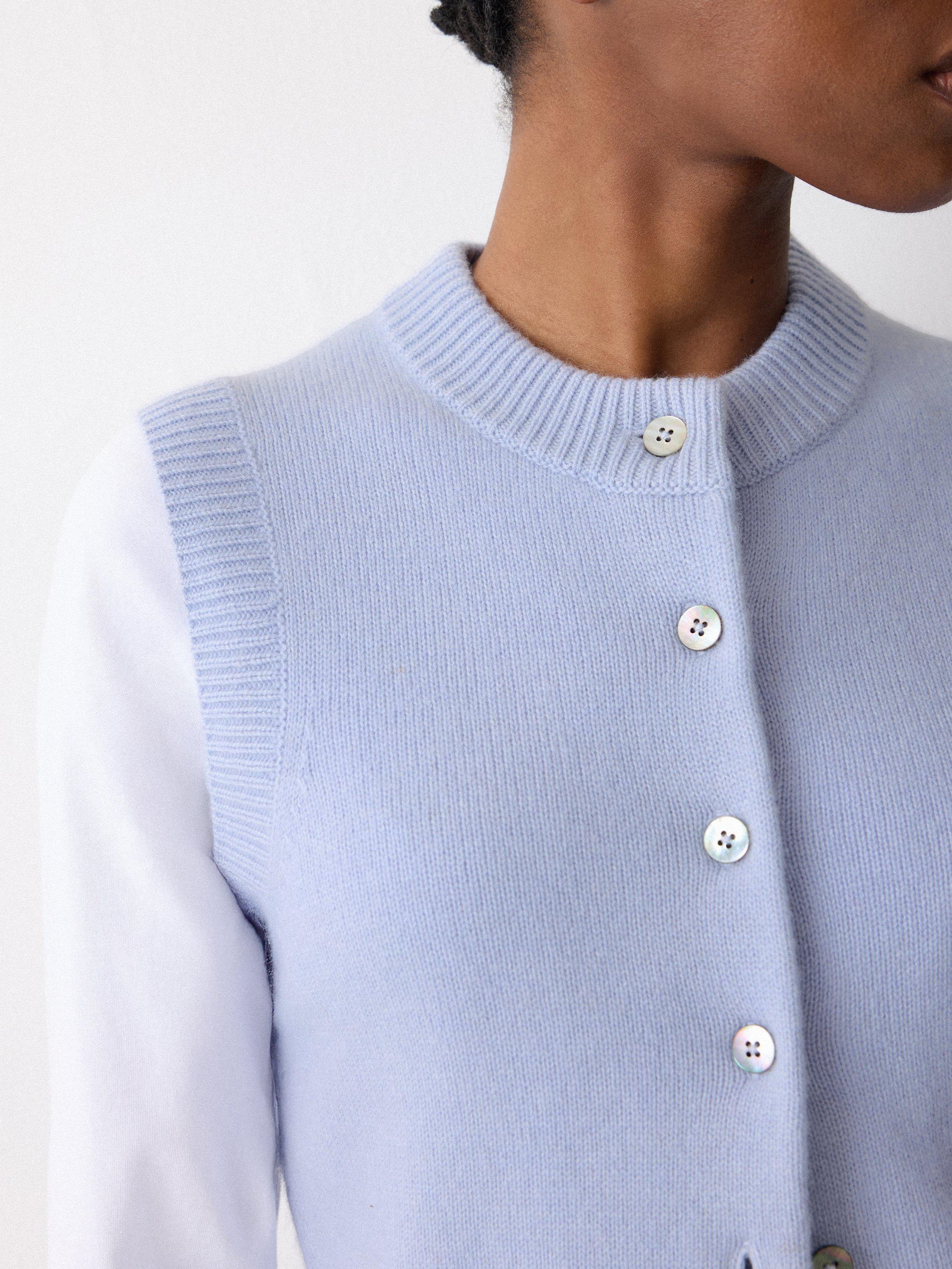 Product image 3 of 6, which shows Jigsaw Wool Cashmere Waistcoat, Blue, XS