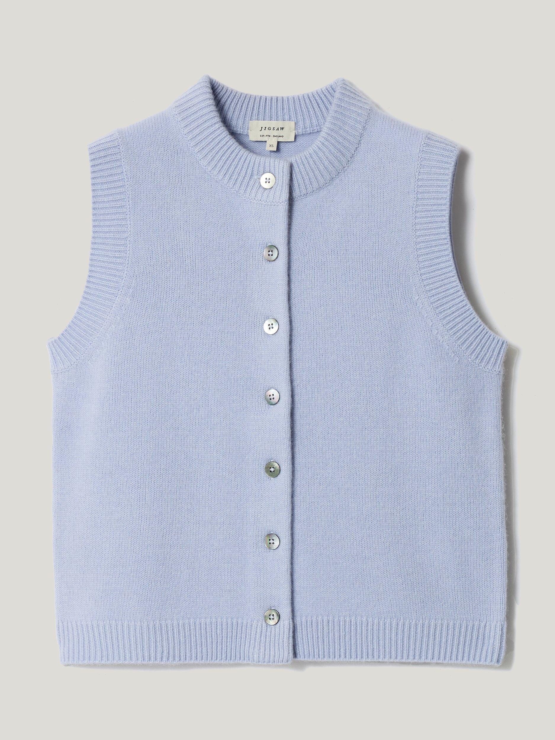 Product image 5 of 6, which shows Jigsaw Wool Cashmere Waistcoat, Blue, XS