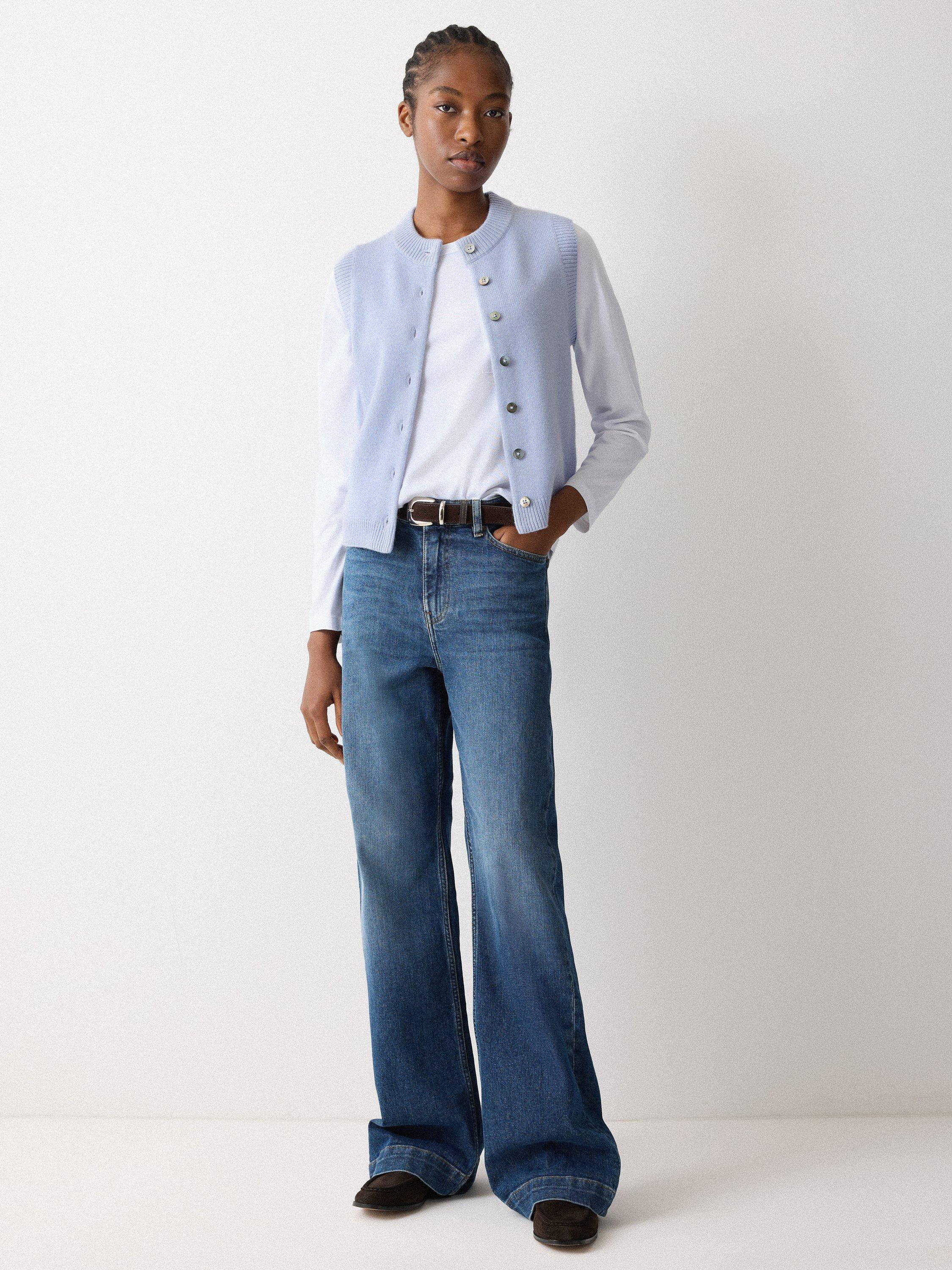 Product image 6 of 6, which shows Jigsaw Wool Cashmere Waistcoat, Blue, XS