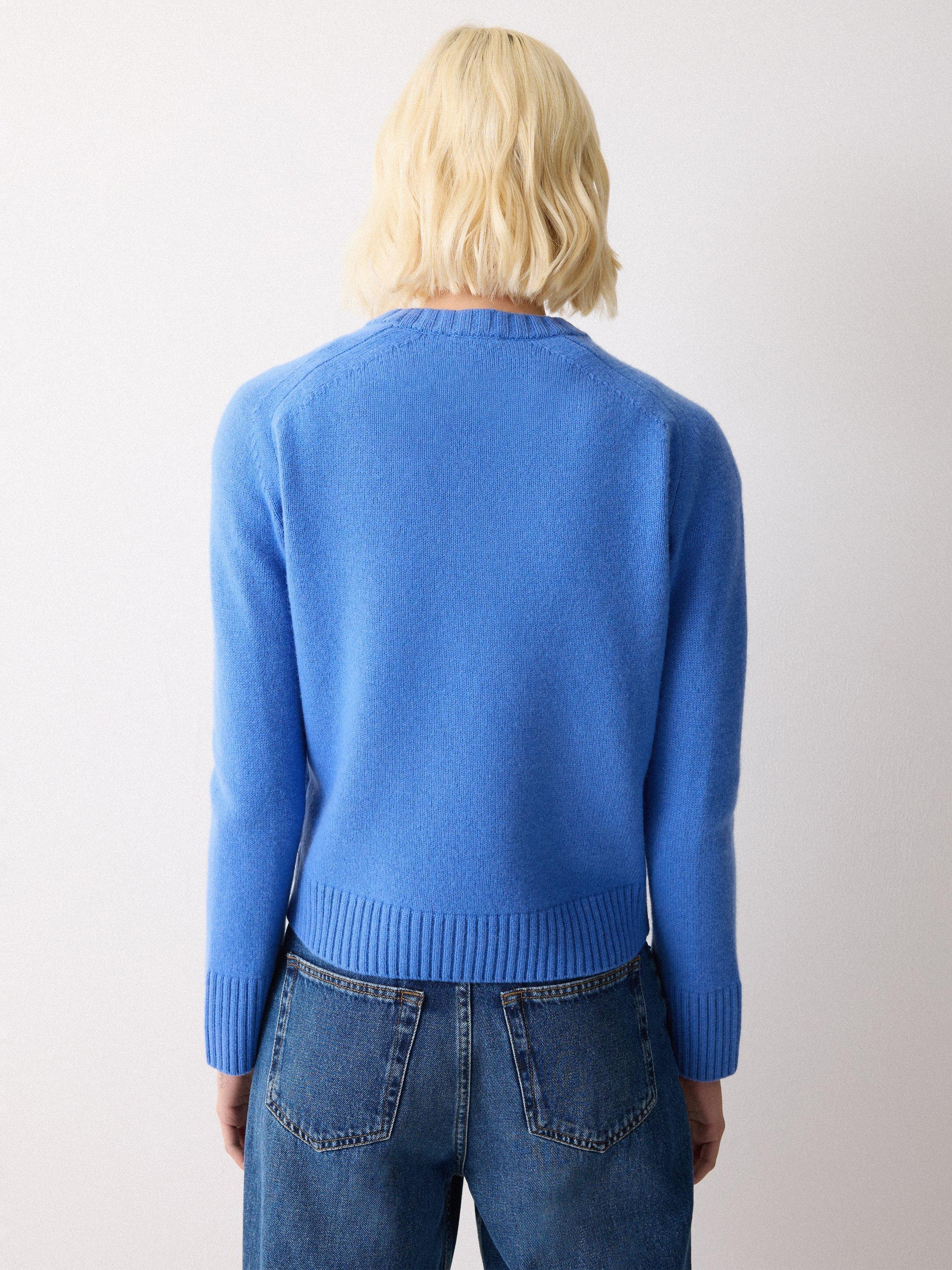 Product image 2 of 6, which shows Jigsaw Saddle Stitch Wool Rich Jumper, Blue, XS
