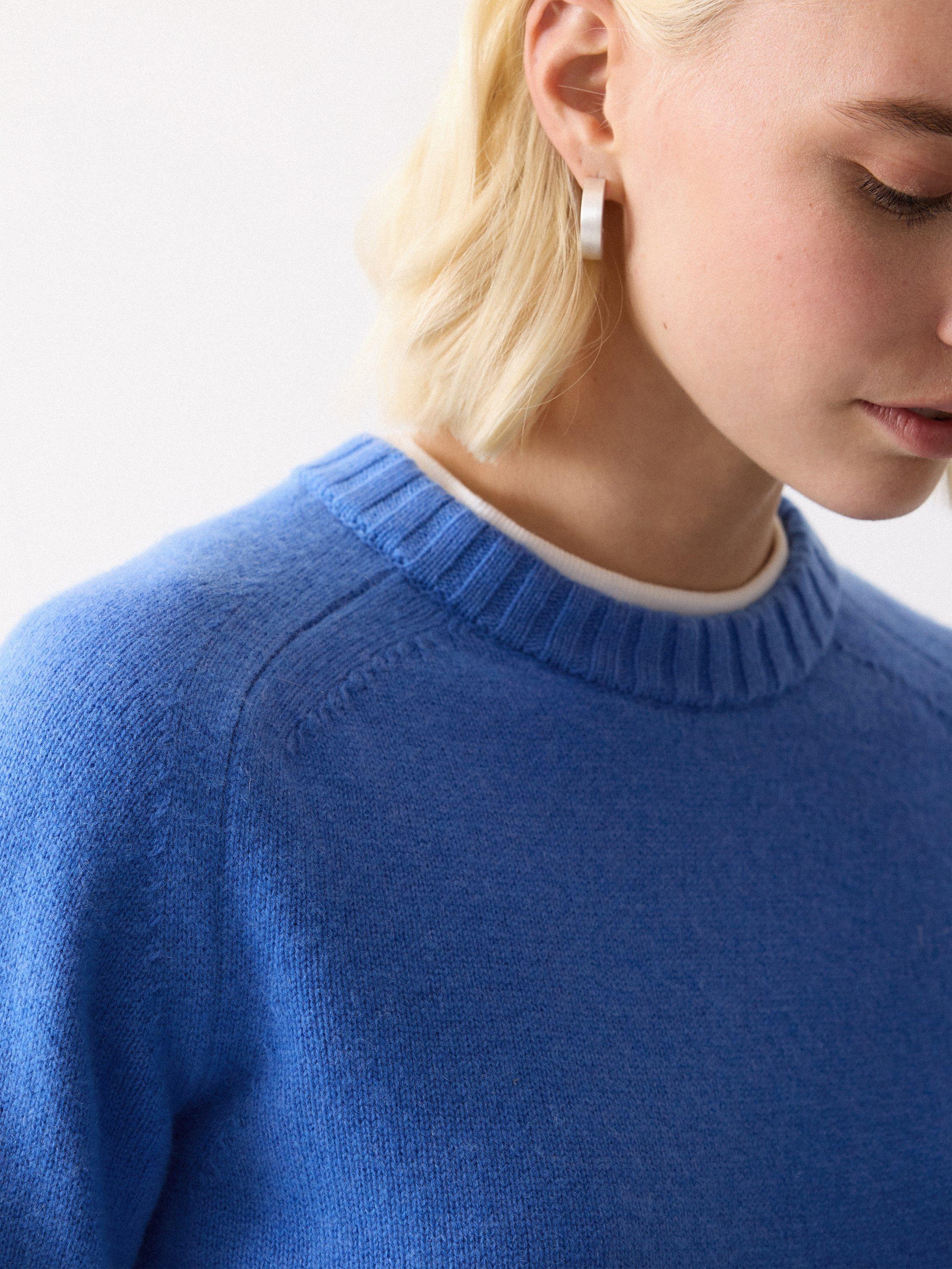 Product image 3 of 6, which shows Jigsaw Saddle Stitch Wool Rich Jumper, Blue, XS
