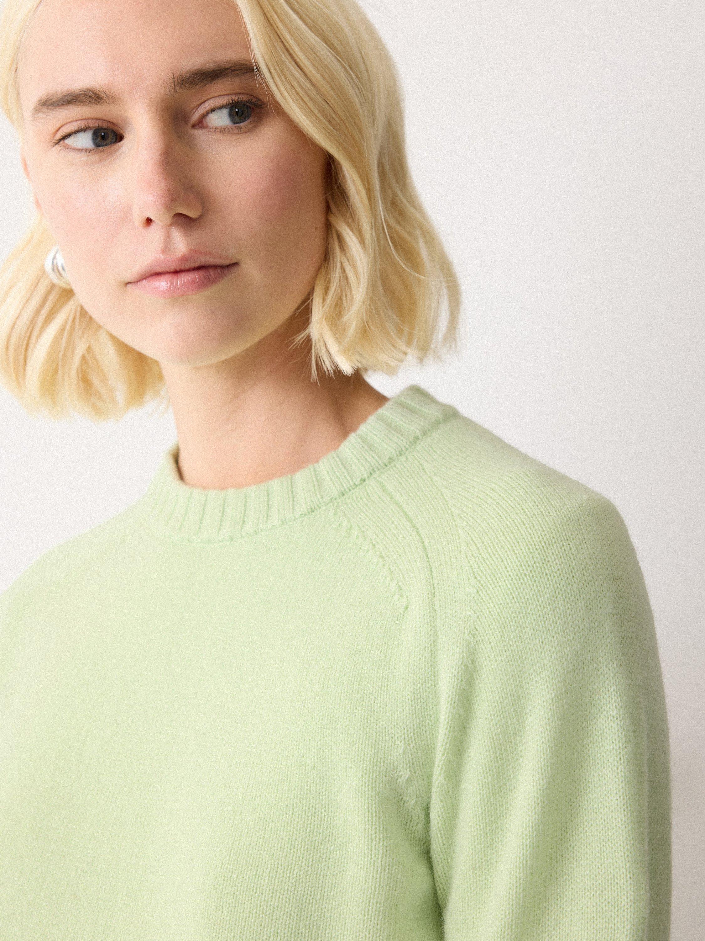 Product image 3 of 7, which shows Jigsaw Saddle Stitch Wool Rich Jumper, Green, XS
