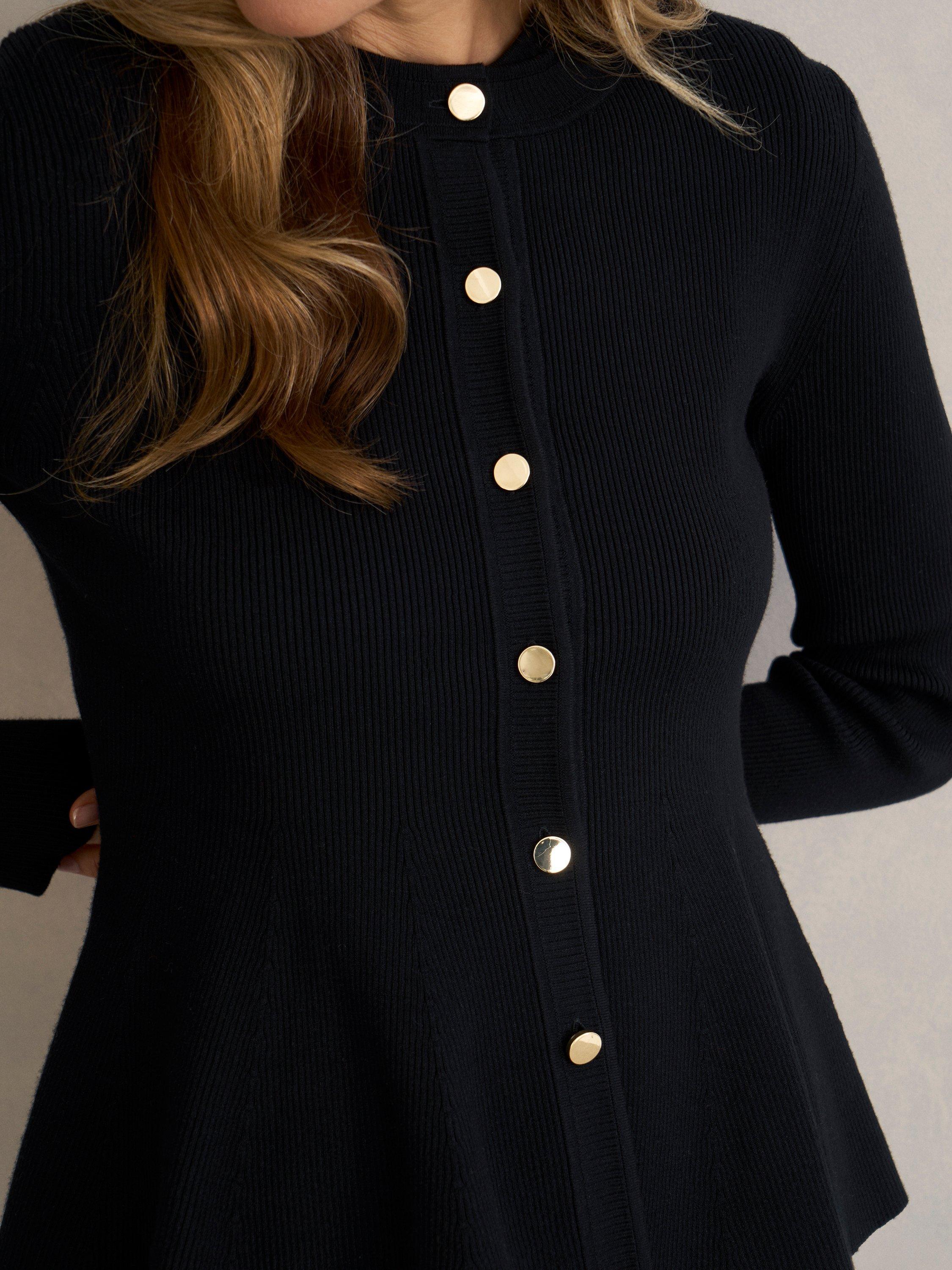 Product image 3 of 5, which shows Hobbs Bridget Peplum Hem Cardigan, Black, L