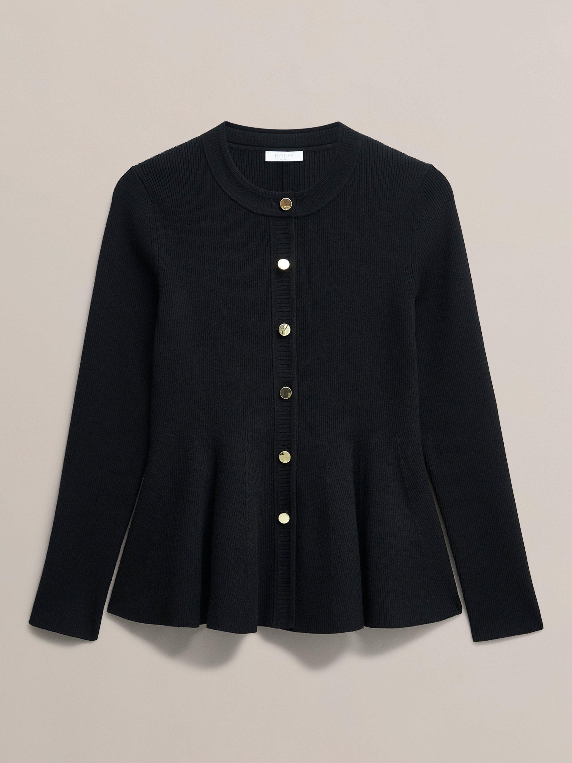 Product image 4 of 5, which shows Hobbs Bridget Peplum Hem Cardigan, Black, L