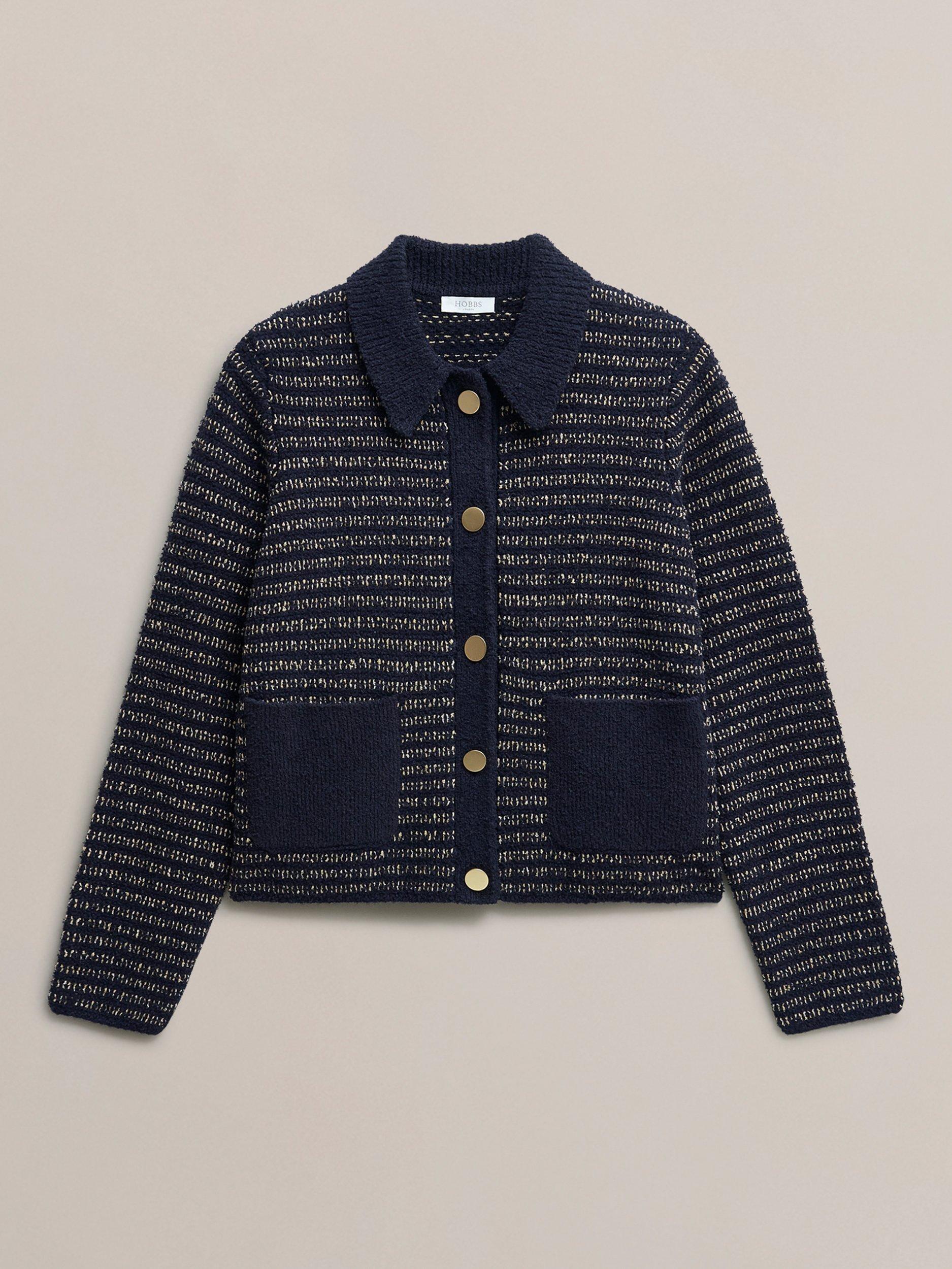 Product image 4 of 7, which shows Hobbs Sasha Knitted Jacket, Navy, L