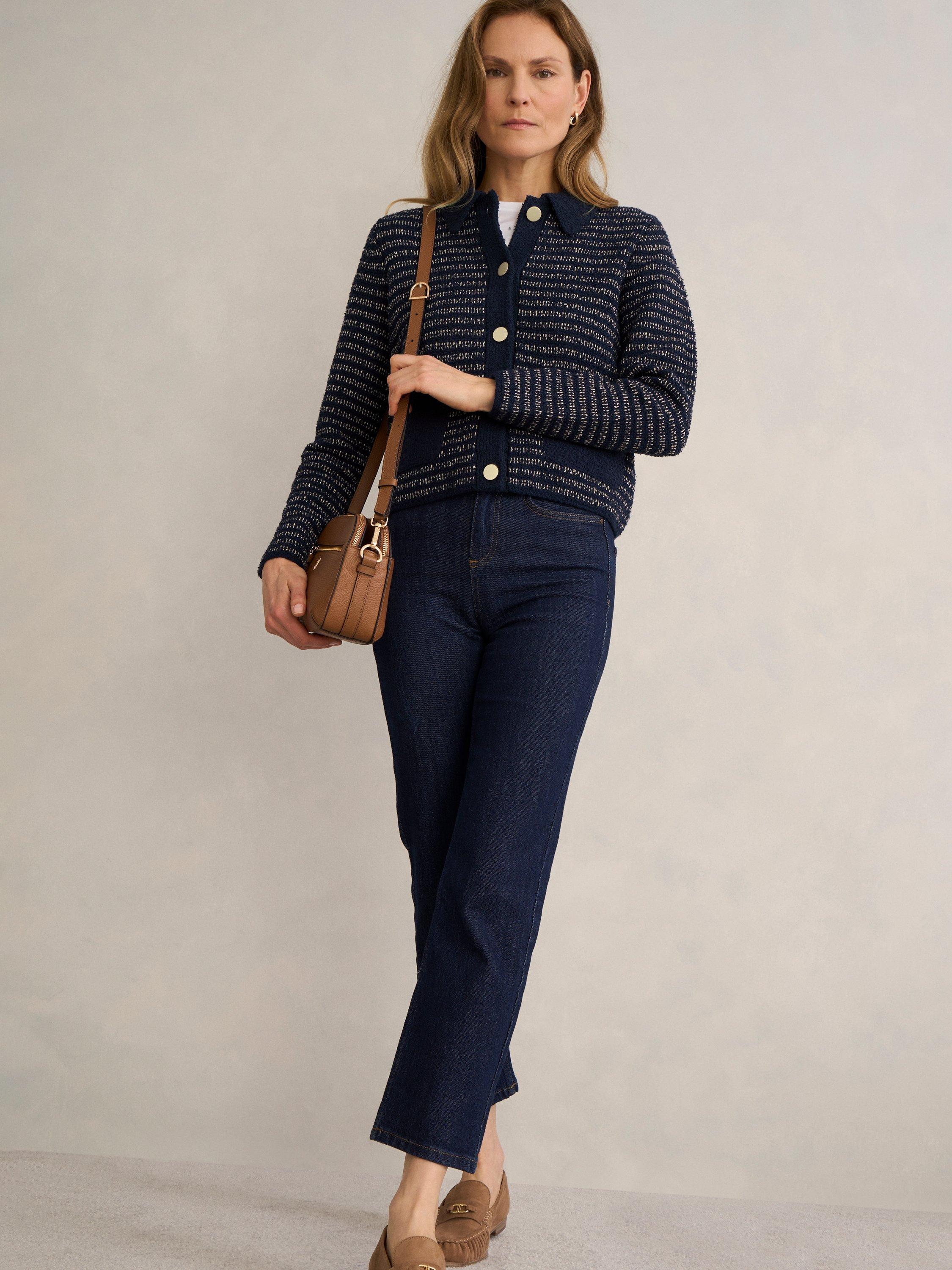 Product image 6 of 7, which shows Hobbs Sasha Knitted Jacket, Navy, L