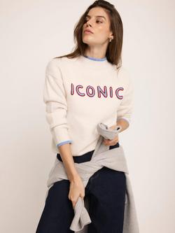 Mint Velvet Iconic Embroidered Knit Jumper, Natural Cream, Natural Cream