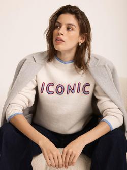 Mint Velvet Iconic Embroidered Knit Jumper, Natural Cream - view 2, Natural Cream