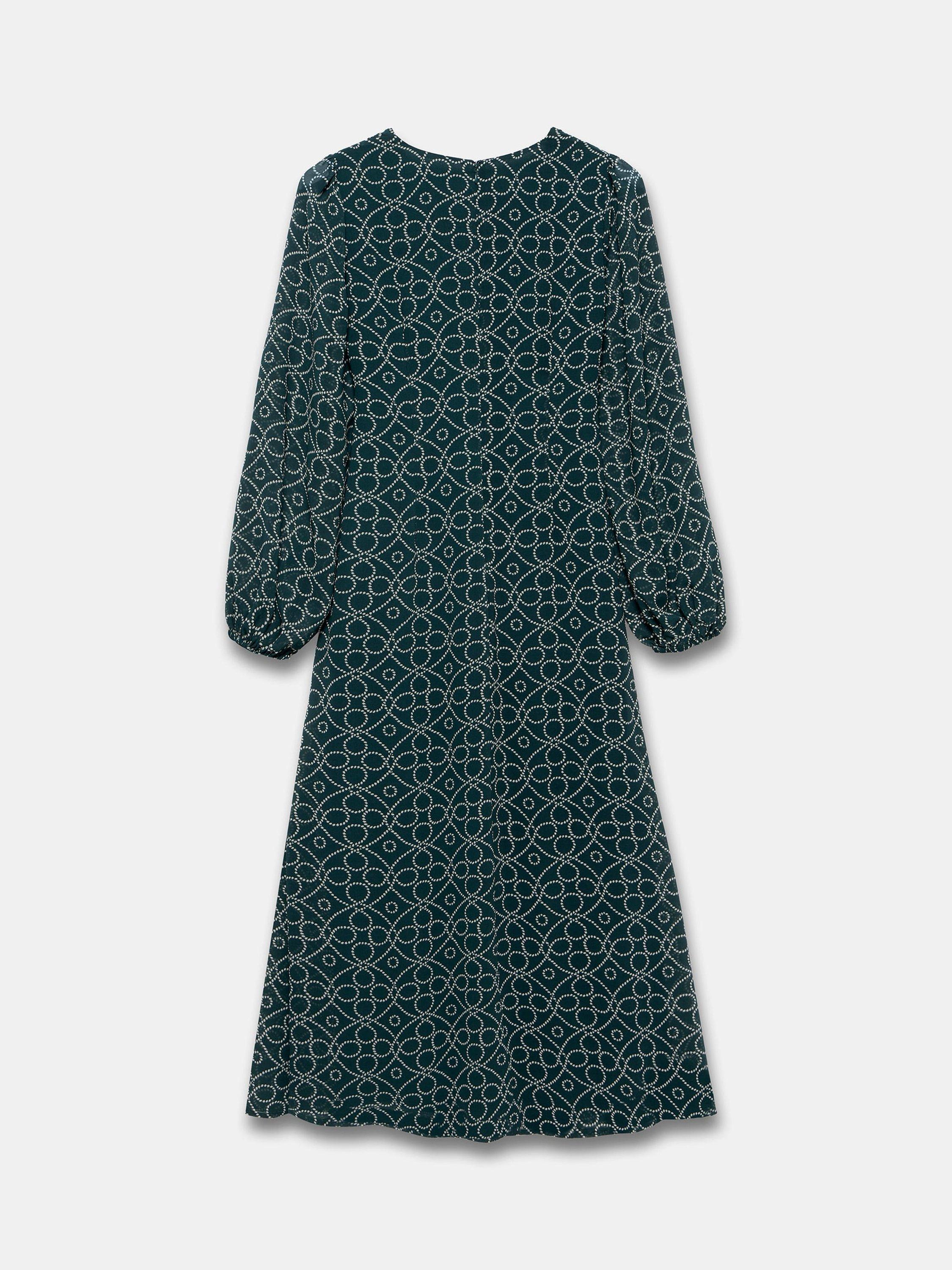 Mint Velvet Geometric Print Tie Maxi Dress, Green/Multi