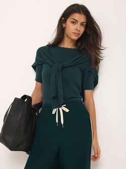 Mint Velvet Scarf Detail Knit Top, Green, Green