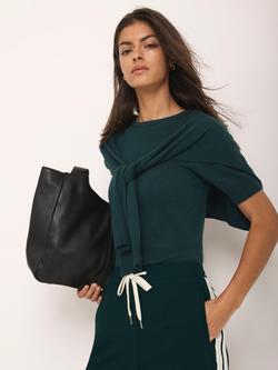 Mint Velvet Scarf Detail Knit Top, Green - view 2, Green