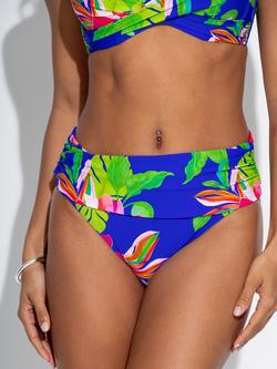 Pour Moi Free Spirit Fold Over Bikini Bottoms, Ultramarine/Multi - view 2, Ultramarine/Multi