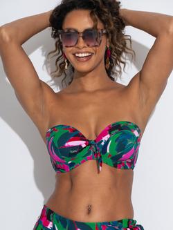 Pour Moi Heatwave Strapless Lightly Padded Bikini Top, Black/Multi, Black/Multi