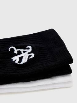 AllSaints Joss Gothic Logo Socks, Pack of 2, Black/White - view 2, Black/White
