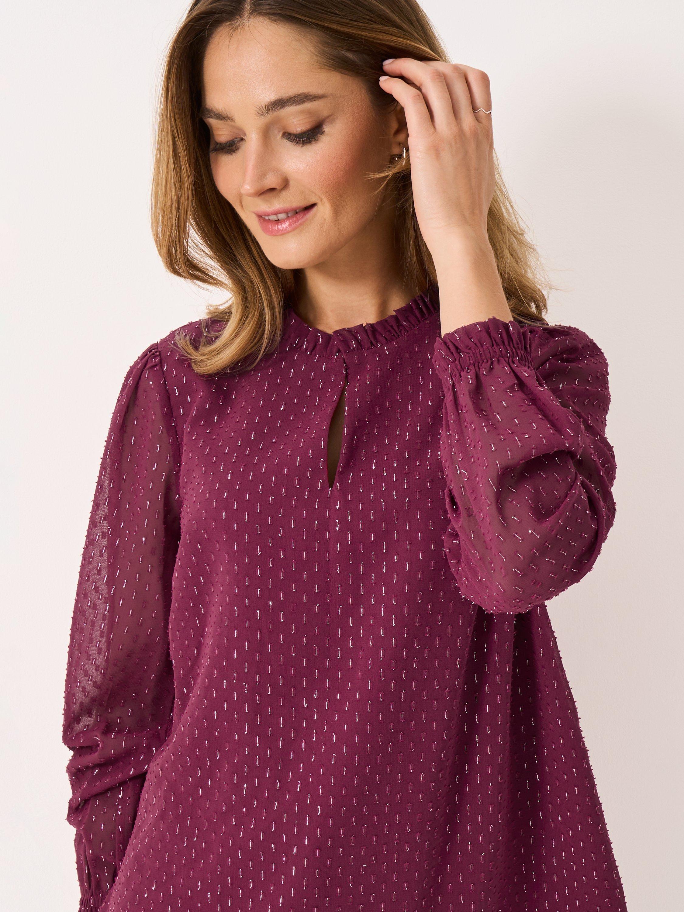 Product image 4 of 5, which shows Crew Clothing Iris Sparkle Top, Burgundy, 10